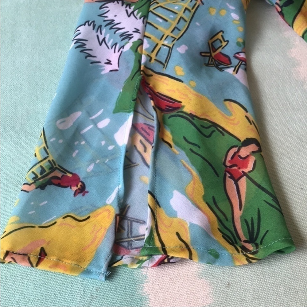 Riachuelo Daslu Scenic Beach Print V Neck Blouse Top - Picture 5 of 8